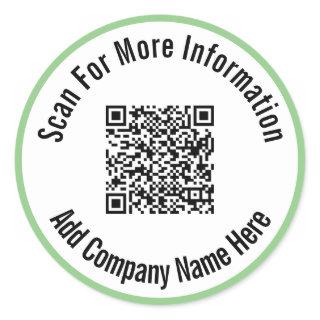 Scan For More Information QR Code Light Green Classic Round Sticker