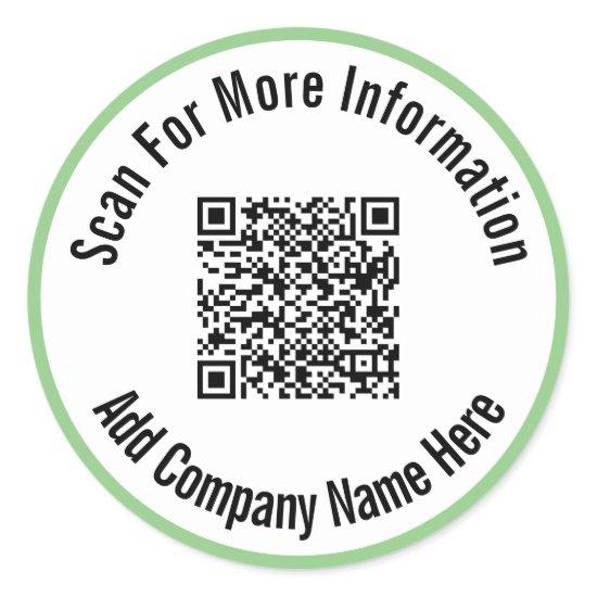 Scan For More Information QR Code Light Green Classic Round Sticker