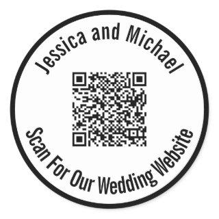 Scan For Our Wedding Website Black and White Classic Round Sticker