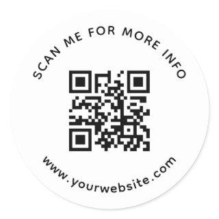 Scan Me For More Info Professional Company QR Code Classic Round Sticker