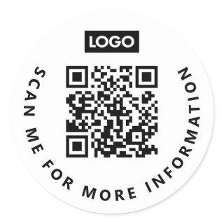 Scan Me Logo Business QR Code Scannable Classic Round Sticker