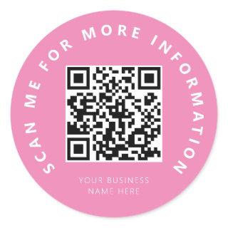 Scan Me Pink QR Code Scannable Classic Round Sticker