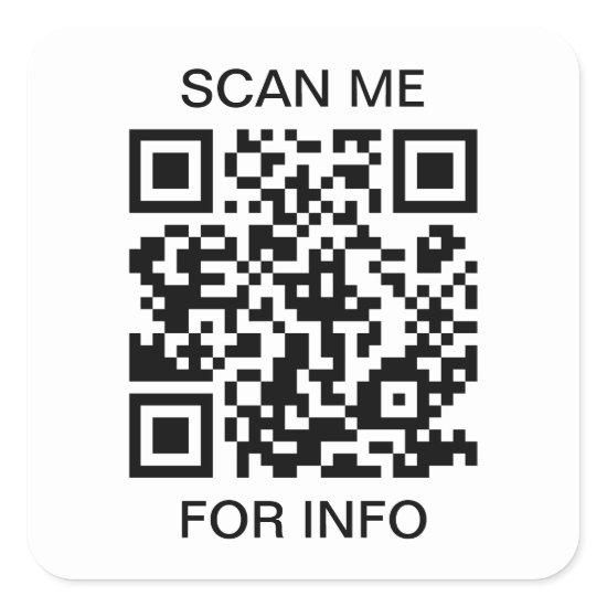 Scan Me QR Code Square Sticker