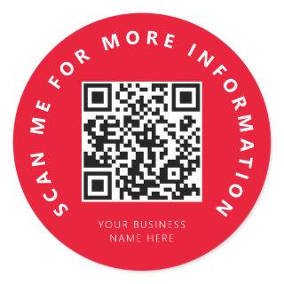 Scan Me Red QR Code Scannable Classic Round Sticker