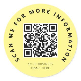 Scan Me Yellow QR Code Scannable Classic Round Sticker