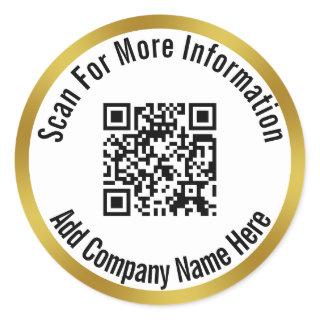 Scan QR Code For More Information & Company Name Classic Round Sticker