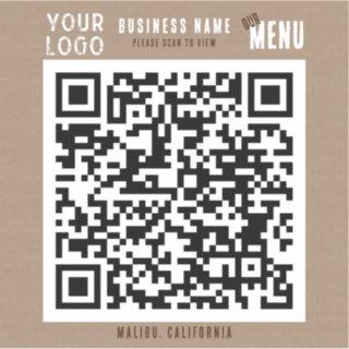 Scan QR Code Menu Rustic Charm Kraft Paper  Sticker