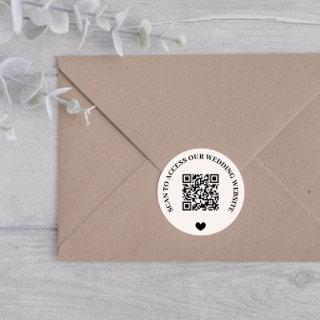 Scan To Access Wedding Website Heart QR Code Classic Round Sticker