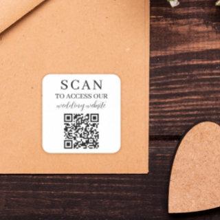 Scan To Access Wedding Website QR Code Square Sticker