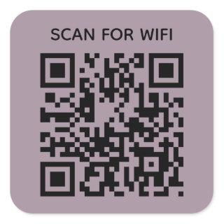 Scan to connect Wifi QR Code Modern Dusty Mauve Square Sticker