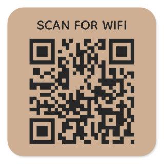 Scan to connect Wifi QR Code Modern Natural Gold Square Sticker
