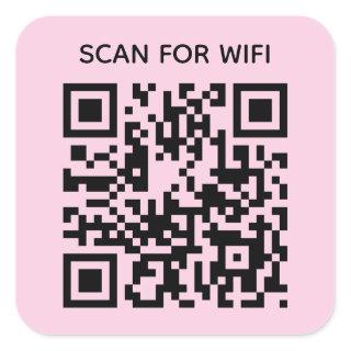 Scan to connect Wifi QR Code Modern Pastel Pink Square Sticker