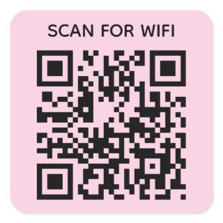 Scan to connect Wifi QR Code Modern Pastel Pink Square Sticker