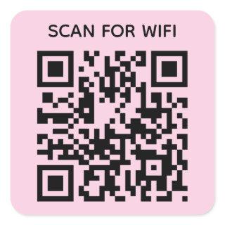 Scan to connect Wifi QR Code Modern Pastel Pink Square Sticker