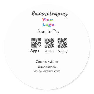 Scan to pay business logo Q R code social media  Classic Round Sticker