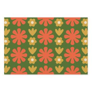 Scandi Retro Floral Folk Art Patterns Orange Green  Sheets