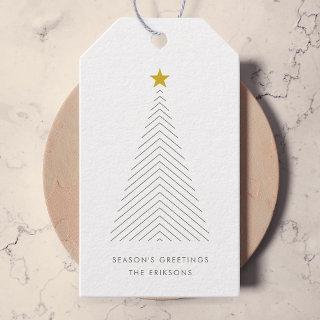 Scandinavian Christmas Tree | Minimalist Gold Star Gift Tags