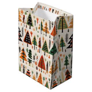 Scandinavian Folk Art Christmas Pattern Medium Gift Bag