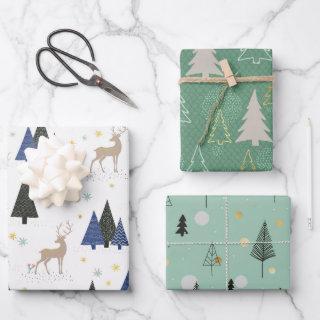Scandinavian Forest Christmas Trees Set of 3  Sheets