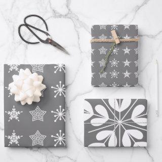 Scandinavian Nordic Christmas stars white gray  Sheets