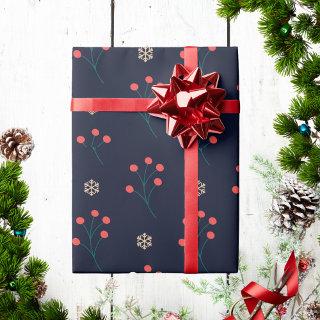 Scandinavian Nordic Winter Berry and Snowflake