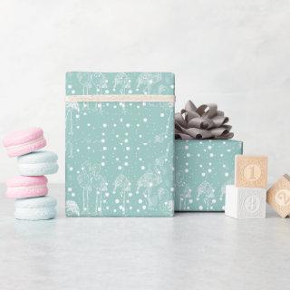 Scandinavian Style White Flamingos on Light Teal