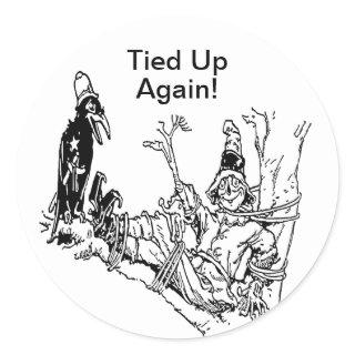 Scarecrow Tied in Tree Classic Round Sticker
