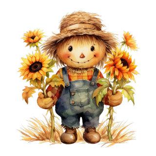 Scarecrow with Sunflowers  Square Sticker