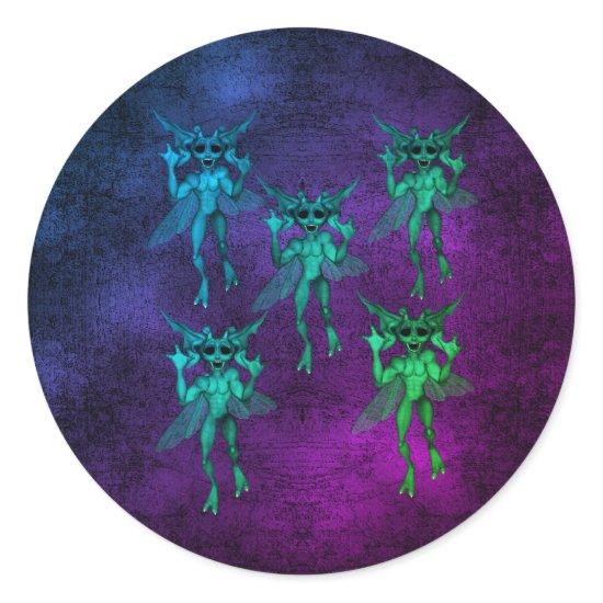 Scary Gremlin Creatures Halloween  Classic Round Sticker