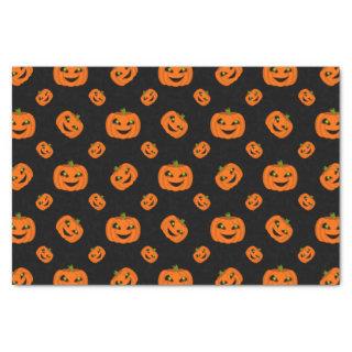Scary Halloween Pumpkin Repeat Pattern on Black Tissue Paper