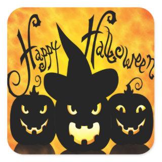 Scary Halloween Pumpkins Square Sticker