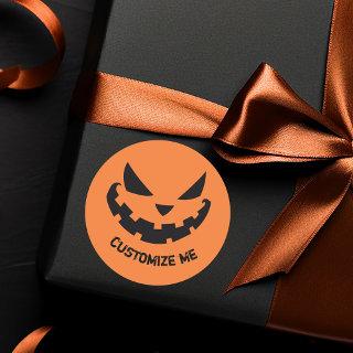 Scary Jack O Lantern Custom Orange Halloween Party Classic Round Sticker