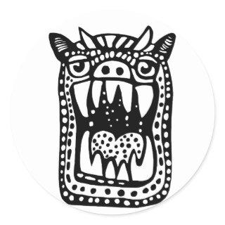 Scary Monster - Black Classic Round Sticker
