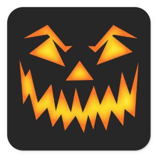 Scary Pumpkin Face Square Sticker