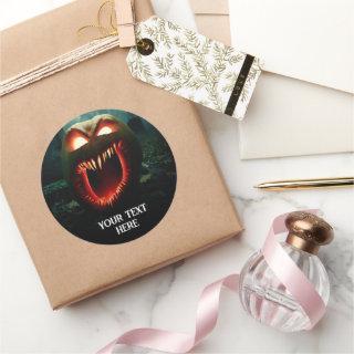 Scary Screaming Pumpkin Classic Round Sticker