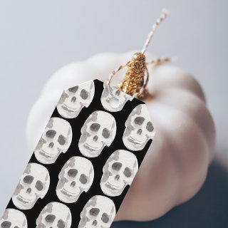 Scary Scull Black & White Pattern|Happy Halloween Gift Tags