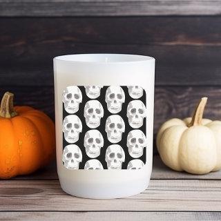 Scary Scull Black & White Pattern|Happy Halloween Square Sticker