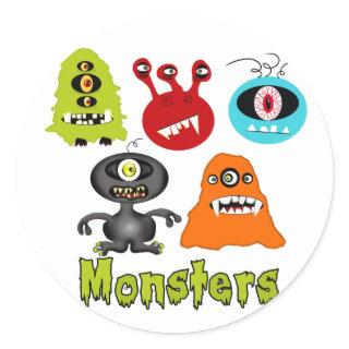 Scary Spooky Monsters Aliens Creatures Classic Round Sticker