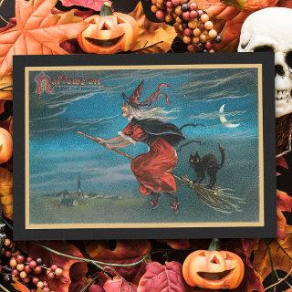 Scary Vintage Halloween Witch on Broomstick Tissue Paper