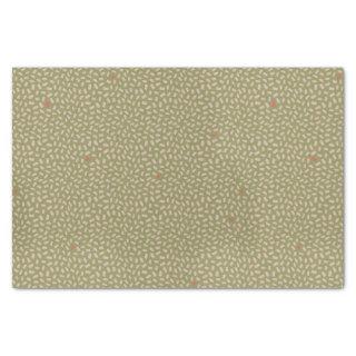 Scattered Abstract Beige Dots on Olive Green Tissue Paper