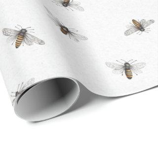 Scattered Bee Pattern on Pale Ivory Background