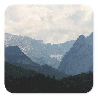 Scenic Alpine Mountains Nature Photo Square Sticker