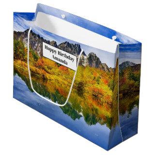 Scenic Landscape Forest and Mountains Birthday Large Gift Bag