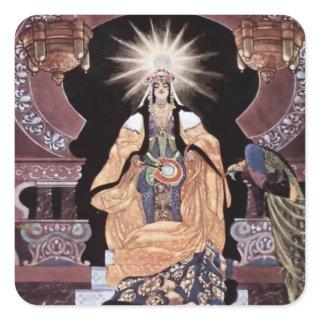 “Scheherazade Kneels Before the King” by René Bull Square Sticker