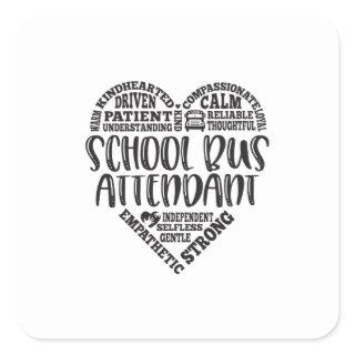 School bus attendant, schoolbus monitor square sticker