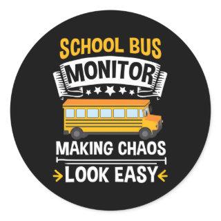 School Bus Monitor Bus Aide Attendant Student Deli Classic Round Sticker
