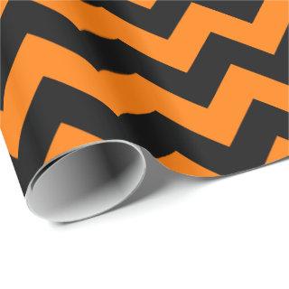 School Colors Chevron Gift Wrap-Orange and Black
