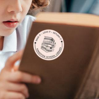 School Library Read It Love it Return It Customize Classic Round Sticker