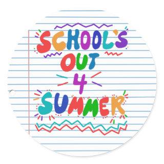 School’s Out Loose Leaf Paper Classic Round Sticker