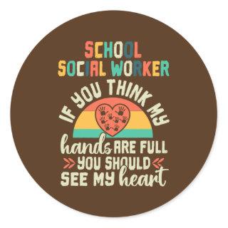 School Social Worker Appreciation Retro Sunset Classic Round Sticker